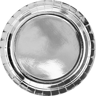 PartyDeco Einweg-Teller - Silber - 23cm PartyDeco Einweg-Teller - Silber - 23cm