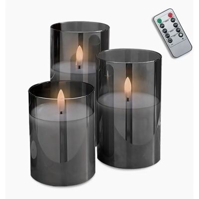 Lasmex - LED-Candle-Set3 - Rauchglas - Fernbedienung - LED-Kerzen Lasmex - LED-Candle-Set3 - Rauchglas - Fernbedienung - LED-Kerzen