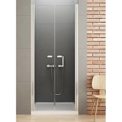 Porte de douche en verre Soleo 120x195cm - Transparente, Double Pivotante - Publicité Porte de douche en verre Soleo 120x195cm - Transparente, Double Pivotante - Publicité