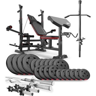 Hop-Sport HS-1075 - 105 kg - ławka - 30mm - zestaw ciężarów Hop-Sport HS-1075 - 105 kg - ławka - 30mm - zestaw ciężarów