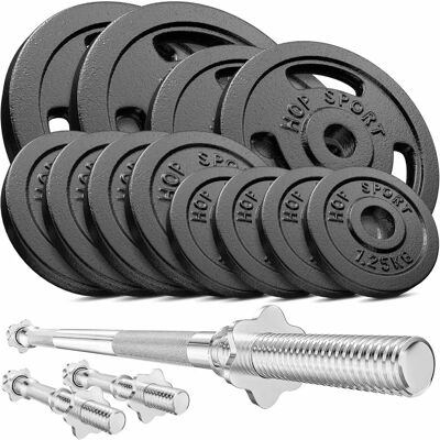 Zestaw Obciążeniowy Strong 59kg - Wytrzymałe odlew żeliwny i chromowane sztangi Zestaw Obciążeniowy Strong 59kg - Wytrzymałe odlew żeliwny i chromowane sztangi