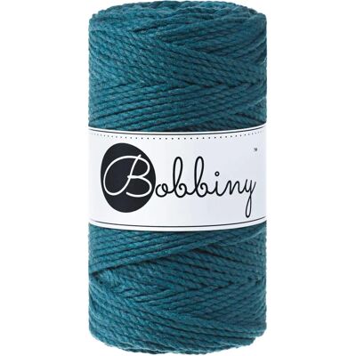 Corde de Macramé Bobbiny Bleu Paon 3 mm - Écologique, 100% Coton Recyclé - Publicité Corde de Macramé Bobbiny Bleu Paon 3 mm - Écologique, 100% Coton Recyclé - Publicité