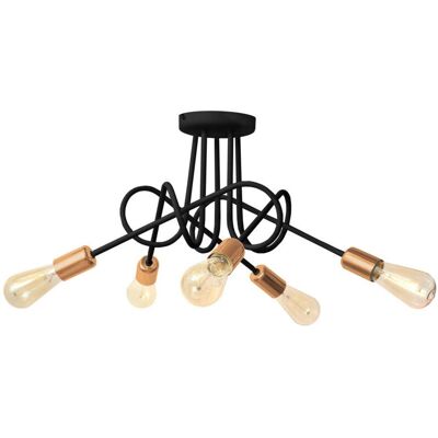 Netlighting Oxford Multi Arm Semi Flush Ceiling Light Black Copper - Ceiling Light Netlighting Oxford Multi Arm Semi Flush Ceiling Light Black Copper - Ceiling Light