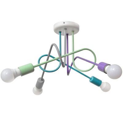 Netlighting Oxford Multi Arm Semi Flush Ceiling Light Grey, Turquoise, Minth, Violet - Ceiling Light Netlighting Oxford Multi Arm Semi Flush Ceiling Light Grey, Turquoise, Minth, Violet - Ceiling Light