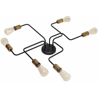 Helam Lighting Helam Tube Multi Arm Semi Flush Ceiling Light Black Patina - Ceiling Light Helam Lighting Helam Tube Multi Arm Semi Flush Ceiling Light Black Patina - Ceiling Light