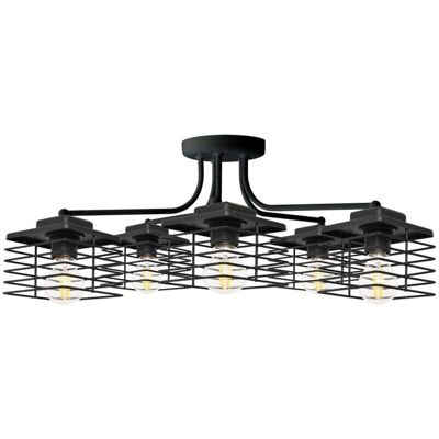 Netlighting Edison Multi Arm Semi Flush Ceiling Light - Black - 65cm Netlighting Edison Multi Arm Semi Flush Ceiling Light - Black - 65cm