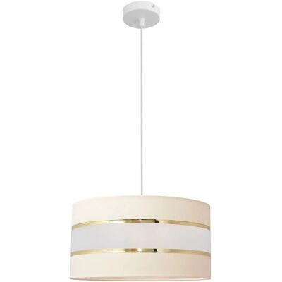 Helam Helen Cylindrical Pendant Light - Ecru, Gold, White - Ceiling Light Helam Helen Cylindrical Pendant Light - Ecru, Gold, White - Ceiling Light