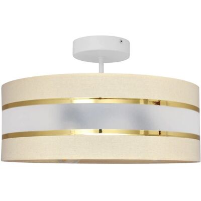 Helam Helen Cylindrical Pendant Ceiling Light - Ecru, Gold, White - 40cm Helam Helen Cylindrical Pendant Ceiling Light - Ecru, Gold, White - 40cm
