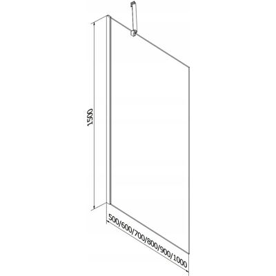 Pantalla de ducha Global 80x150 cm - Vidrio de seguridad, Perfil negro Pantalla de ducha Global 80x150 cm - Vidrio de seguridad, Perfil negro