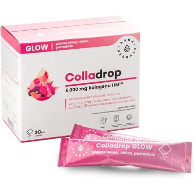 Aura Herbals Colladrop Glow Kollagen 5000 mg - Hydrolysiertes Meerescollagen Typ I & III Aura Herbals Colladrop Glow Kollagen 5000 mg - Hydrolysiertes Meerescollagen Typ I & III