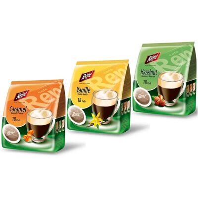 Café René Caramel - 18 dosettes pour Senseo - Publicité Café René Caramel - 18 dosettes pour Senseo - Publicité