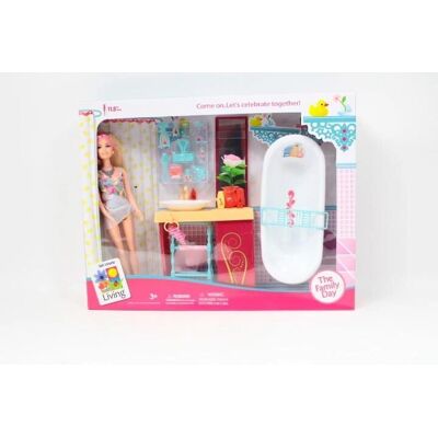 Swede Barbie-ähnliche Puppe mit Badezimmermöbeln - Spielzeug ab 3 Jahren Swede Barbie-ähnliche Puppe mit Badezimmermöbeln - Spielzeug ab 3 Jahren