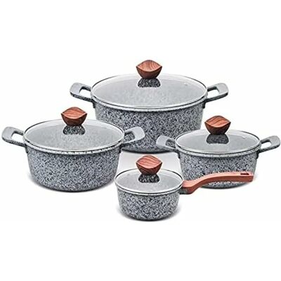 Promis Graniitti keittosarja - 16/20/24/28cm, Ruskeat kahvat Promis Graniitti keittosarja - 16/20/24/28cm, Ruskeat kahvat
