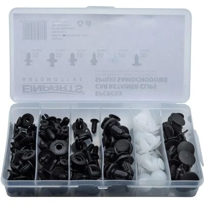 Conjunto de Clips para Carro EINPARTS - 100 Clips de Plástico Universais para Interior e Para-choques Conjunto de Clips para Carro EINPARTS - 100 Clips de Plástico Universais para Interior e Para-choques