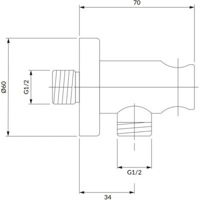 Conector unghiular din alamă Omnires 8873BL cu suport pentru mâner de duș - Conector unghiular Conector unghiular din alamă Omnires 8873BL cu suport pentru mâner de duș - Conector unghiular