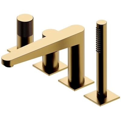 Aparat de umplere pentru cadă Omnires Contour 4 găuri - Auriu periat Aparat de umplere pentru cadă Omnires Contour 4 găuri - Auriu periat