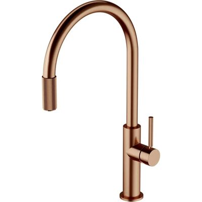 Baterie de Bucătărie Omnires - Cupru periat cu conexiune pentru filtru Baterie de Bucătărie Omnires - Cupru periat cu conexiune pentru filtru