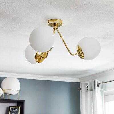 Euluna Mosiężna 3-lampowa lampa sufitowa - Oświetlenie sufitu Euluna Mosiężna 3-lampowa lampa sufitowa - Oświetlenie sufitu