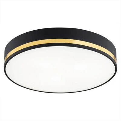 Argon Amore 45cm Flush Ceiling 3 Light Black Structure With Gold Strip Argon Amore 45cm Flush Ceiling 3 Light Black Structure With Gold Strip