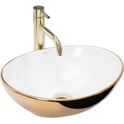 Rea Sofia Gold White Washbasin - Bathroom Sink Rea Sofia Gold White Washbasin - Bathroom Sink