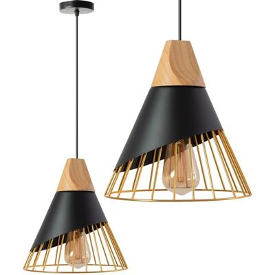 Lampada a sospensione scandinava Toolight - E27 regolabile - 128cm - Nero/Marrone Lampada a sospensione scandinava Toolight - E27 regolabile - 128cm - Nero/Marrone