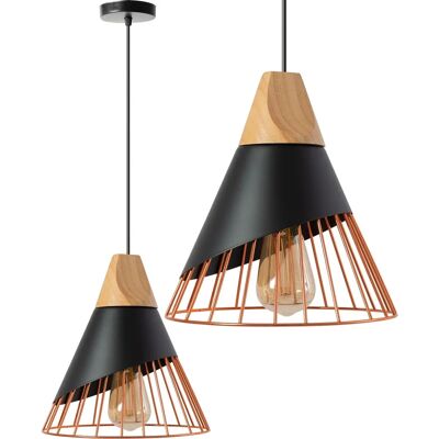 Toolight - Lampada a sospensione scandinava APP225-1CP Nero / Marrone - Lampada a sospensione Toolight - Lampada a sospensione scandinava APP225-1CP Nero / Marrone - Lampada a sospensione