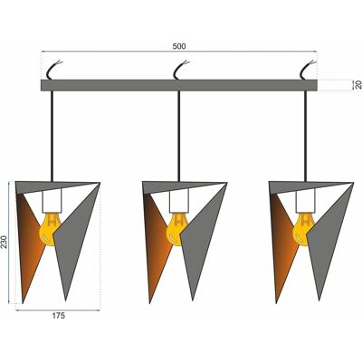 Toolight Malli APP254-3CP Geometrinen musta kattovalaisin - E27, säädettävä Toolight Malli APP254-3CP Geometrinen musta kattovalaisin - E27, säädettävä