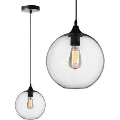 Lampada sospensione Toolight - Vetro/Nero - E27 - Stile Loft Moderno Lampada sospensione Toolight - Vetro/Nero - E27 - Stile Loft Moderno