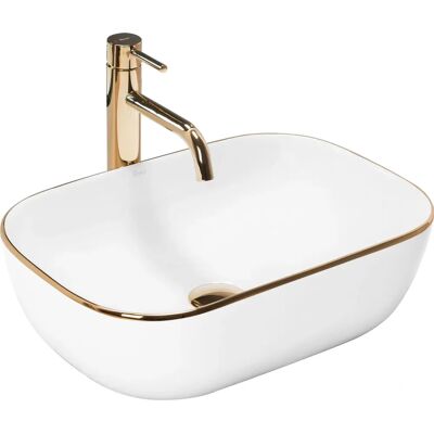 Rea Belinda Gold Edge Blanc / Or - Lavabo - Publicité Rea Belinda Gold Edge Blanc / Or - Lavabo - Publicité