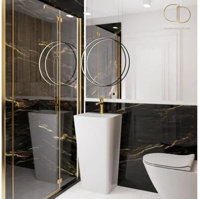 Rea Aris Lavabo de Cerámica - Cuadrado Moderno Blanco Rea Aris Lavabo de Cerámica - Cuadrado Moderno Blanco