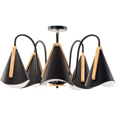Toolight Black Pendant Lamp - Scandinavian Style 5-Bulb E27 - Pendant Light Toolight Black Pendant Lamp - Scandinavian Style 5-Bulb E27 - Pendant Light