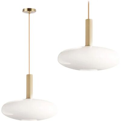 Lampada a Sospensione Bianca Dorata Rotonda - Luce a Soffitto - E27 - Moderno e Minimalista Lampada a Sospensione Bianca Dorata Rotonda - Luce a Soffitto - E27 - Moderno e Minimalista