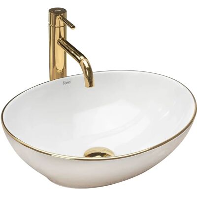 Lavabo Sofia Gold Edge - Diseño moderno en cerámica doble Lavabo Sofia Gold Edge - Diseño moderno en cerámica doble