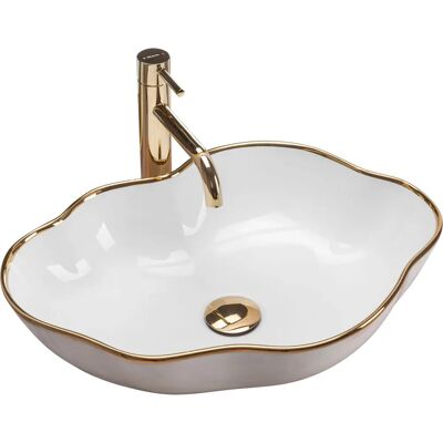 Lavabo da appoggio REA Pearl Gold Edge - Lavabo ovale in ceramica Lavabo da appoggio REA Pearl Gold Edge - Lavabo ovale in ceramica