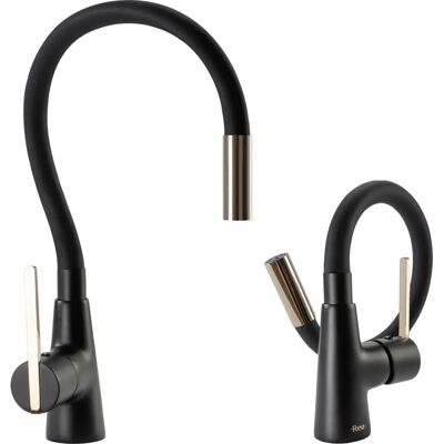 REA Icon Black/Gold Kitchen Faucet - Durable & Flexible Spout REA Icon Black/Gold Kitchen Faucet - Durable & Flexible Spout