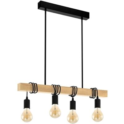 Toolight - Hängeleuchte APP974-4CP - Verstellbar, 4 Lichtpunkte, Schwarz / Braun Toolight - Hängeleuchte APP974-4CP - Verstellbar, 4 Lichtpunkte, Schwarz / Braun
