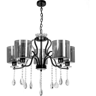 Lampada a Soffitto in Cristallo Nero Toolight - 5 Punti - E27 Lampada a Soffitto in Cristallo Nero Toolight - 5 Punti - E27