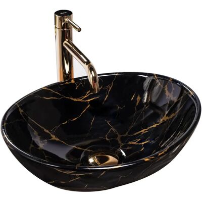 Rea Sofia Marmo Nero - Lavabo per Piano Rea Sofia Marmo Nero - Lavabo per Piano