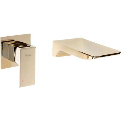 Rea Mason Gold Wall Mounted Faucet - Modern Brass Bathroom Tap Rea Mason Gold Wall Mounted Faucet - Modern Brass Bathroom Tap