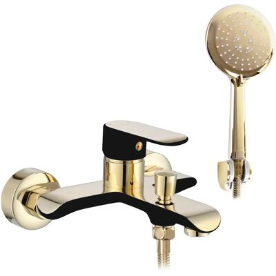 Rea Black Gold Bathtub Faucet - Wall Mount Modern Design Rea Black Gold Bathtub Faucet - Wall Mount Modern Design