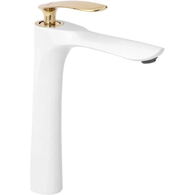 Rea Orbit White / Gold High Bathroom Faucet - Faucet, Brass, Ceramic, 5-year Warranty Rea Orbit White / Gold High Bathroom Faucet - Faucet, Brass, Ceramic, 5-year Warranty