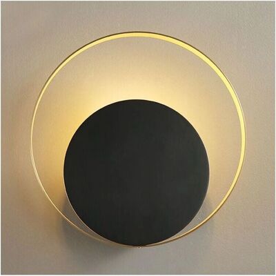 Toolight Lampada da Parete APP992-W - Design Circolare Oro Nero Toolight Lampada da Parete APP992-W - Design Circolare Oro Nero