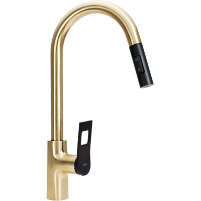 Rubinetto da Cucina Rea Oro Nero - Corpo in ottone e testa in ceramica Rubinetto da Cucina Rea Oro Nero - Corpo in ottone e testa in ceramica