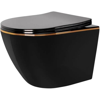 Rea Carlo Mini Randlos Schwarzes Gold WC - Toilette Rea Carlo Mini Randlos Schwarzes Gold WC - Toilette