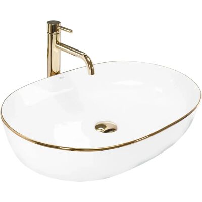 REA Cleo White Gold Edge Lavabo de encimera - Lavabo REA Cleo White Gold Edge Lavabo de encimera - Lavabo