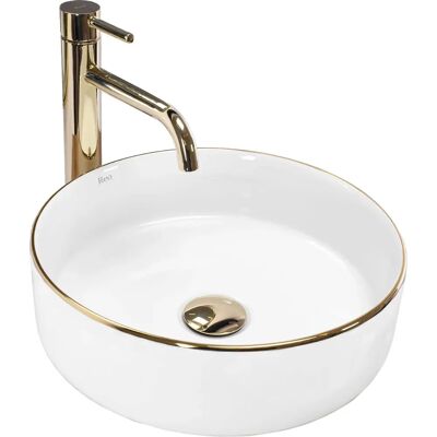 REAX Sami Gold Edge Washbasin - Modern, Durable, 360x360mm REAX Sami Gold Edge Washbasin - Modern, Durable, 360x360mm