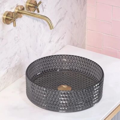 Rea Black Cristal Countertop Washbasin - Bathroom Sink Rea Black Cristal Countertop Washbasin - Bathroom Sink