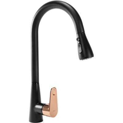 Rubinetto Cucina Rea Nero Rosa Oro - Ottone Resistente, Girevole, Facile da Pulire Rubinetto Cucina Rea Nero Rosa Oro - Ottone Resistente, Girevole, Facile da Pulire