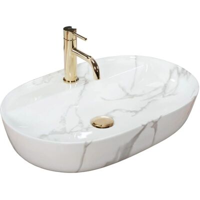 Lavabo da appoggio Rea Aura 61 marmo shiny - Ceramica sanitaria Lavabo da appoggio Rea Aura 61 marmo shiny - Ceramica sanitaria