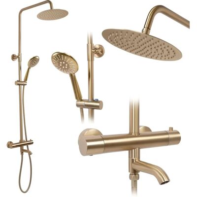 Conjunto de ducha con termostato REA Lungo Gold Brush Conjunto de ducha con termostato REA Lungo Gold Brush